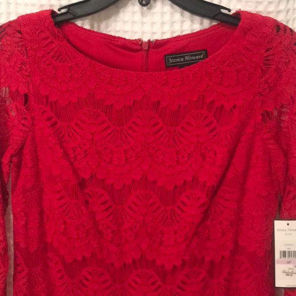 ‼️NWT Jessica Howard Red Lace Dress - Picture 3 of 5